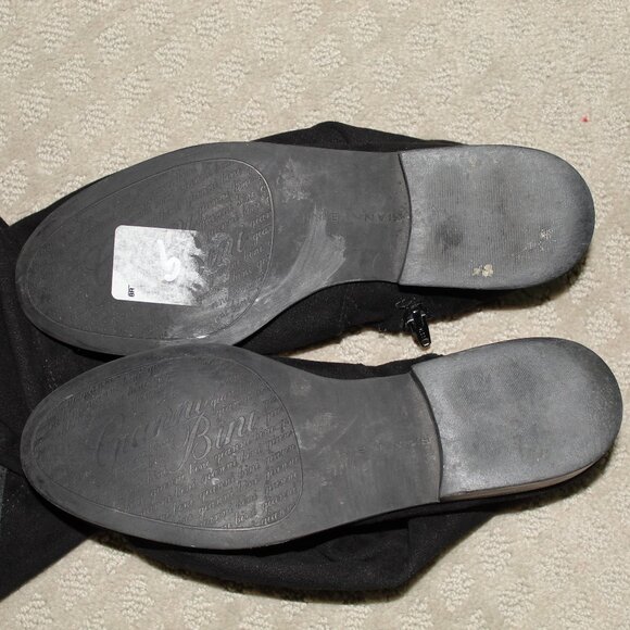 Gianni Bini Size 7.5M Black Knee High Faux Suede Fabric Boots - Picture 3 of 4